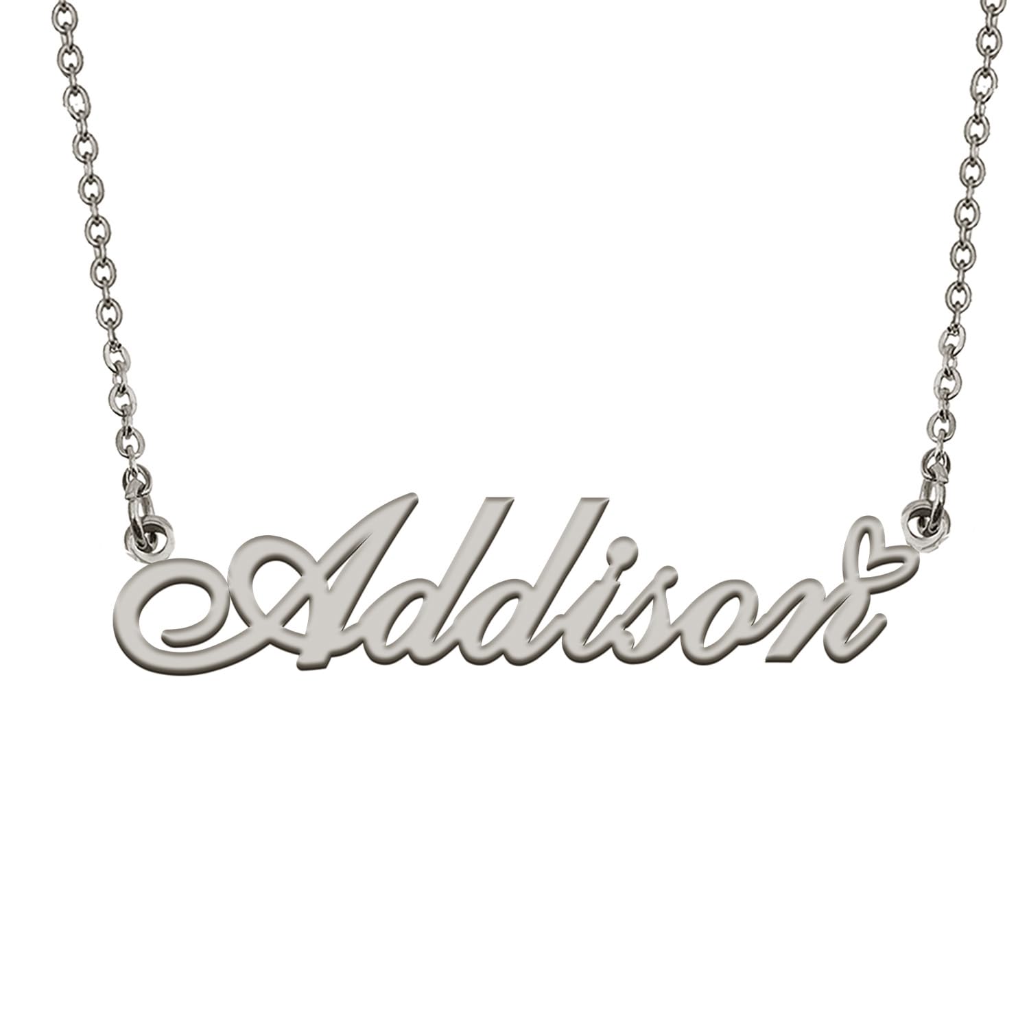 HUAN XUN Stainless Steel Name Necklace Personalized Made Heart Pendant Jewelry Gifts for My Mother Addison