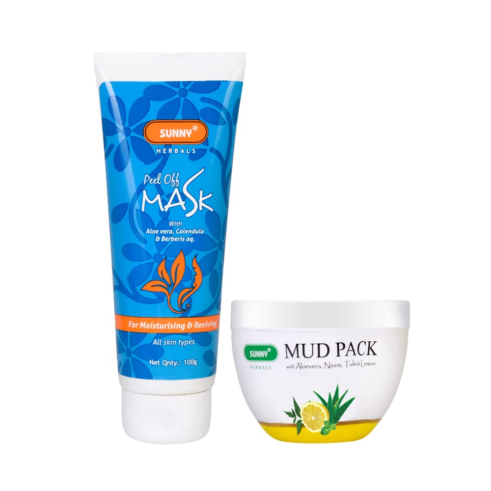 Sunny Mud Face Pack (150Gm) & Peel Off Mask (100Gm), Increases O2 To Skin, Reduces Aging, Dark Patches, Peels Away Dirt, Impurit