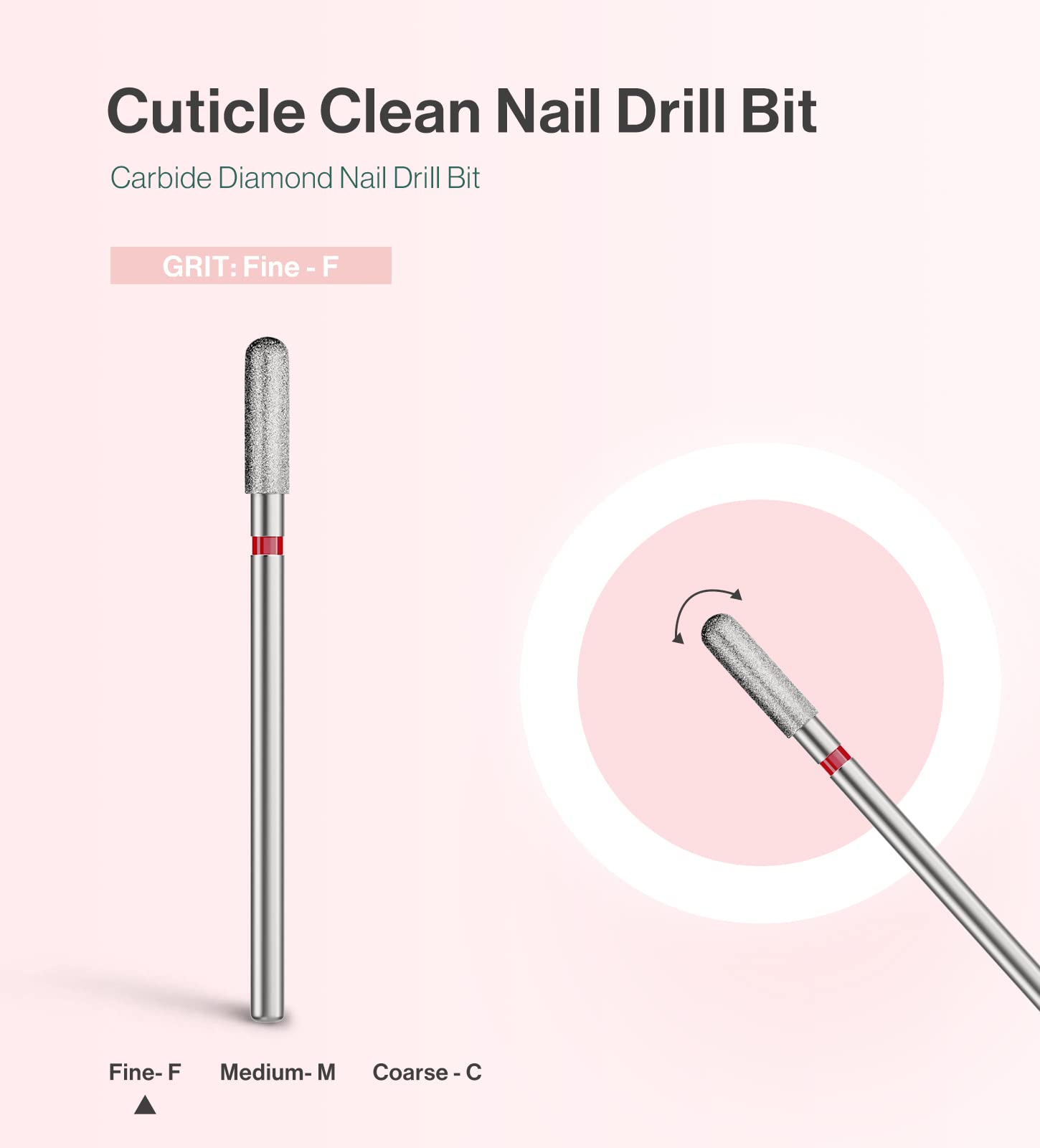 Melodysusie 3Mm Rounded Top Barrel Cuticle Clean Nail Drill Bit 3/32 ' ', Professional Safety Carbide Diamond Under Nail Cleaner