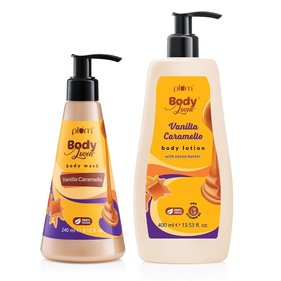 Plum Bodylovin Vanilla Vibes Body Wash (240 Ml) & Plum Bodylovin Vanilla Caramello Body Lotion (400 Ml)