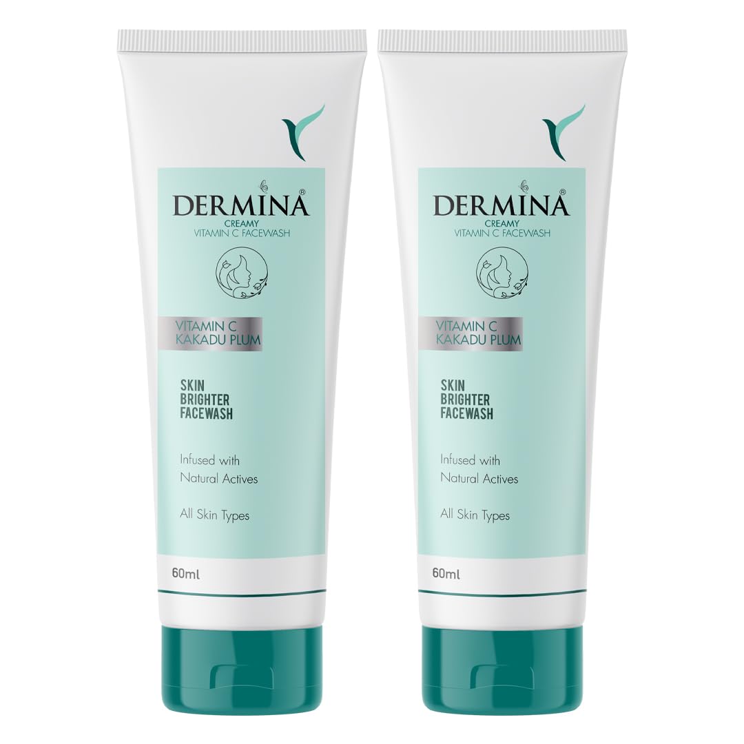 Dermina Creamy Vitamin C Face Wash With Kakadu Plum For Clean & Glowing Skin | Oil Free Skin & Instant Glow | For All Skin Types