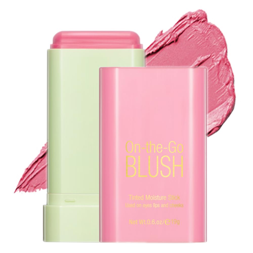 Mysense Pink Cream Blush Stick, On-The-Go Blush, Multi-Use Makeup Blush Stick For Cheeks Lips Eyes, Solid Moisturizer Stick Blus