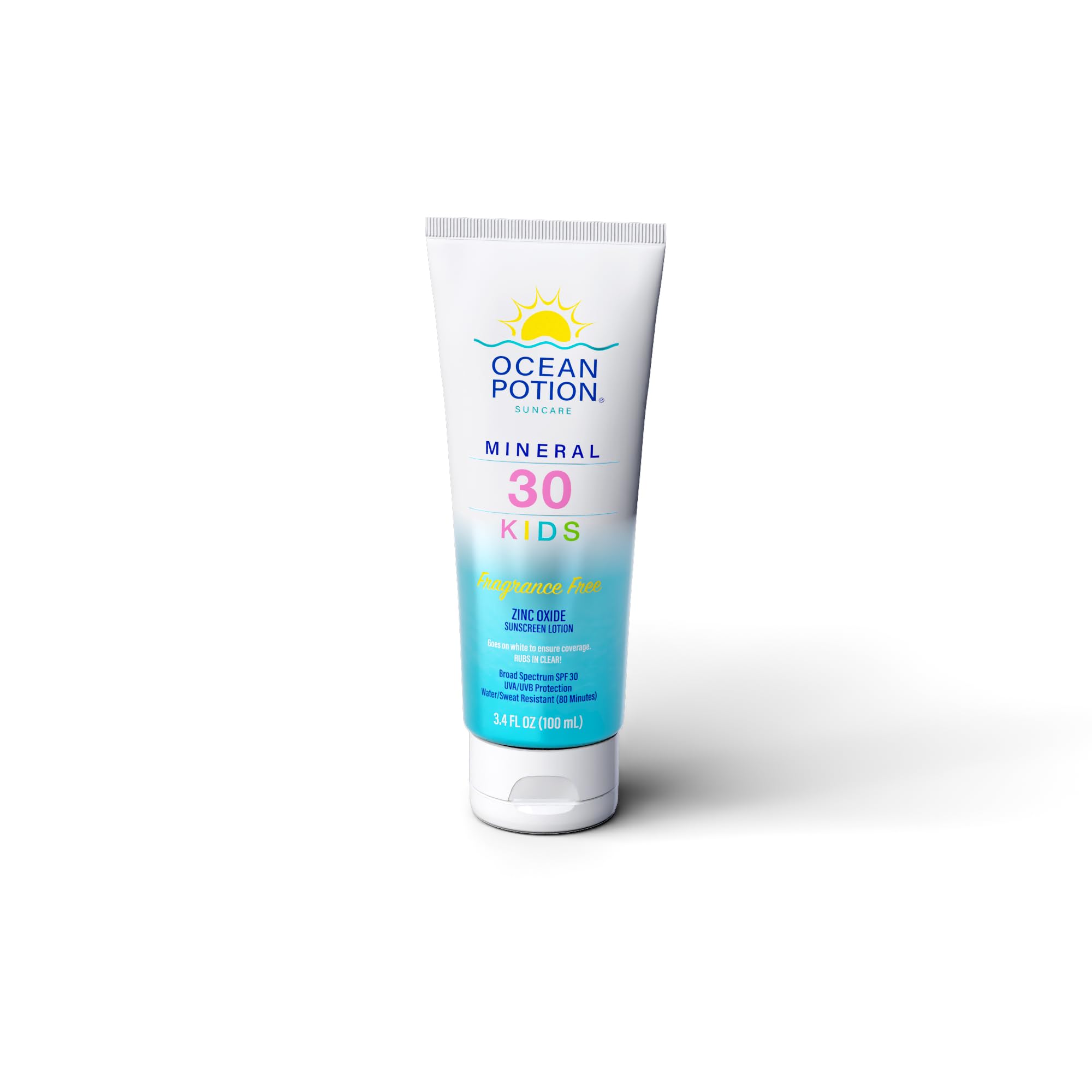 Ocean Potion Kids Mineral Sunscreen SPF 30, Zinc Oxide Broad Spectrum UVA/UVB Protection, Water & Sweat Resistant, NonGreasy Su