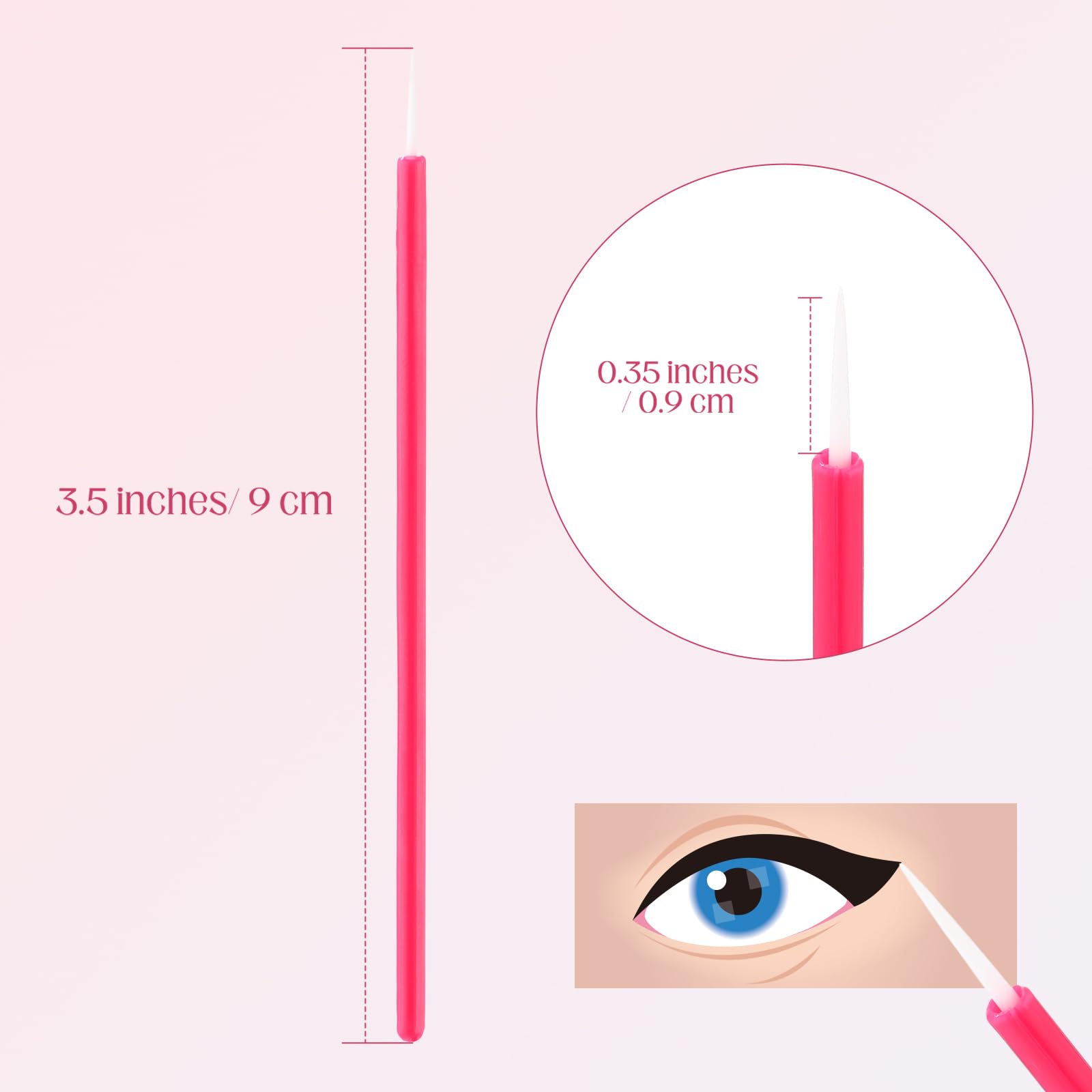 Honeydak 300 Pcs Disposable Eyeshadow Brushes Eyeliner Applicator Tool Eyeshadow Applicators Lip Applicators Eye Lash Wands Make
