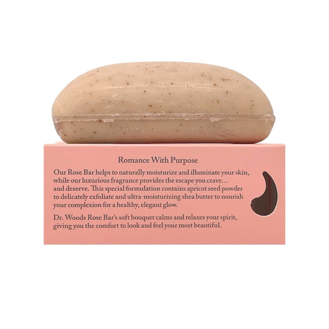 Dr. Woods Skin Exfoliating English Rose Bar Soap With Organic Shea Butter, 5.25 Ounce (Pack Of 3)