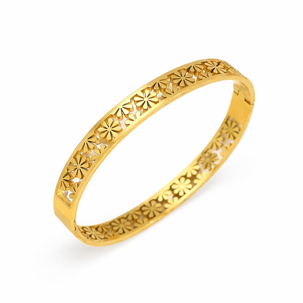MEENAZ Gold Bangle Bracelet for Women Stylish | Stainless Steel Bangle Set Bracelets | Anti Tarnish Jewellery for women | Valent