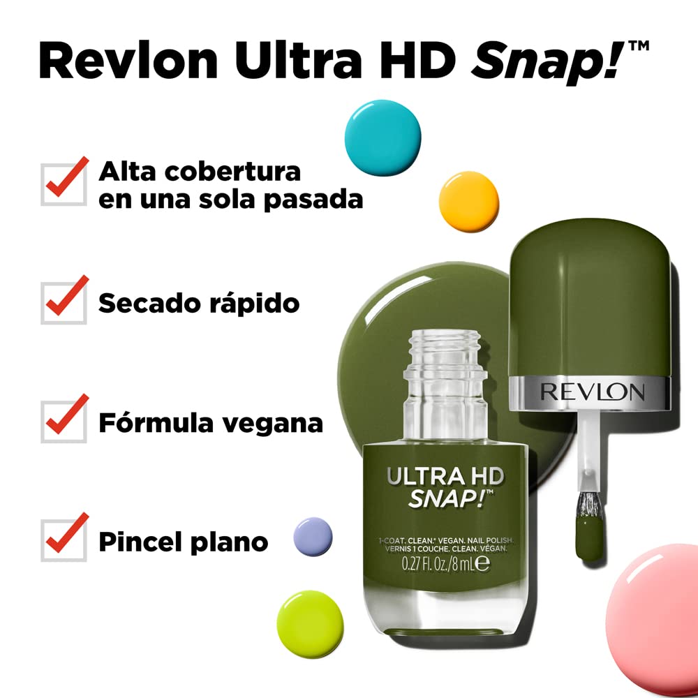 Revlon Ultra Hd Snap Nail Color, Natural Rich Glossy Polish, 100% Vegan Formula, No Base Or Top Coat Needed, 022 Commander In Ch