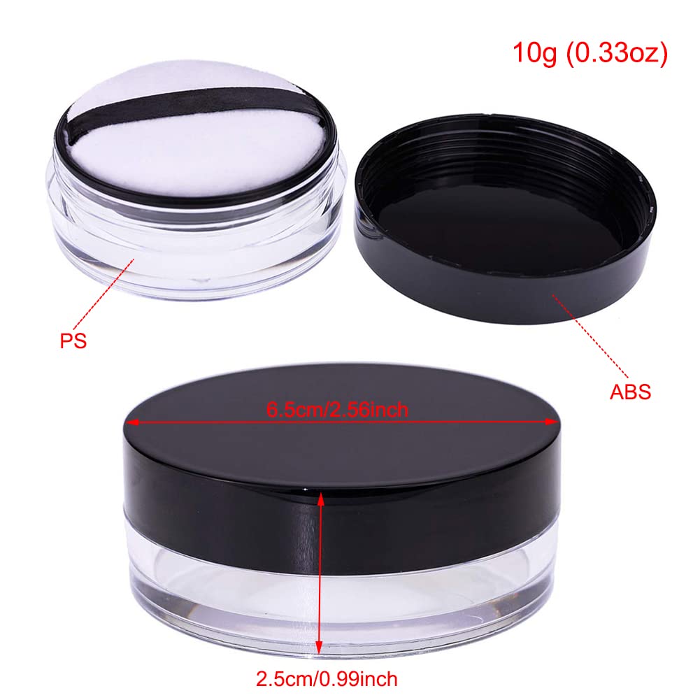 Akoak Capacity 10 Ml(0.33 Oz) No Leaks Empty Reusable Plastic Loose Powder Compact Container Diy Makeup Powder Case With Sponge