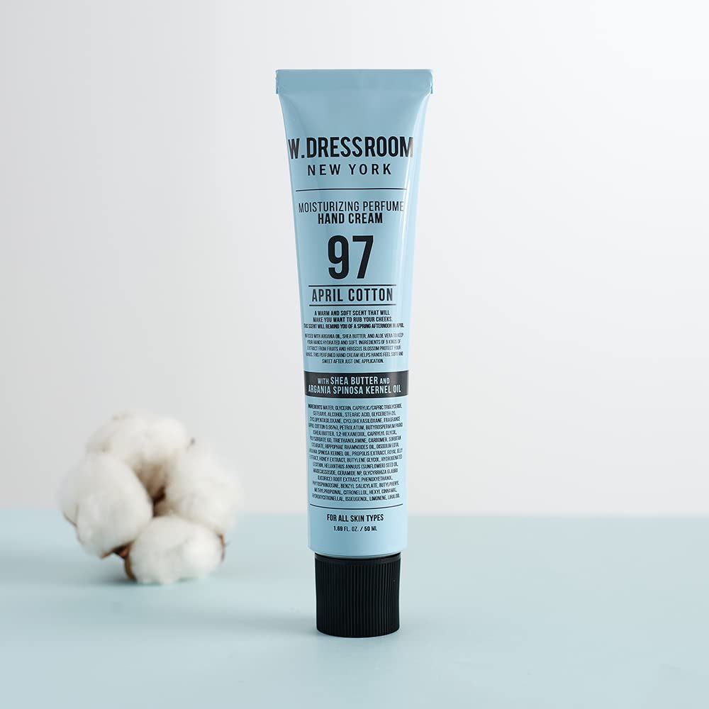 W.Dressroom No.97 April Cotton Moisturizing Hand Cream For Dry Hands, Non-Greasy Korean Hand Lotion & Hand Care For Women With H
