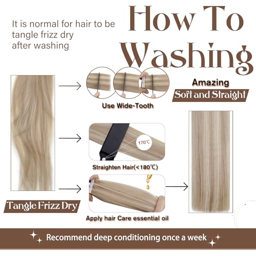 Hetto Blonde Sew in Hair Extensions Real Human Hair 22 Inch Platinum Blonde Weft Hair Extension Human Hair Weft Extensions Invis