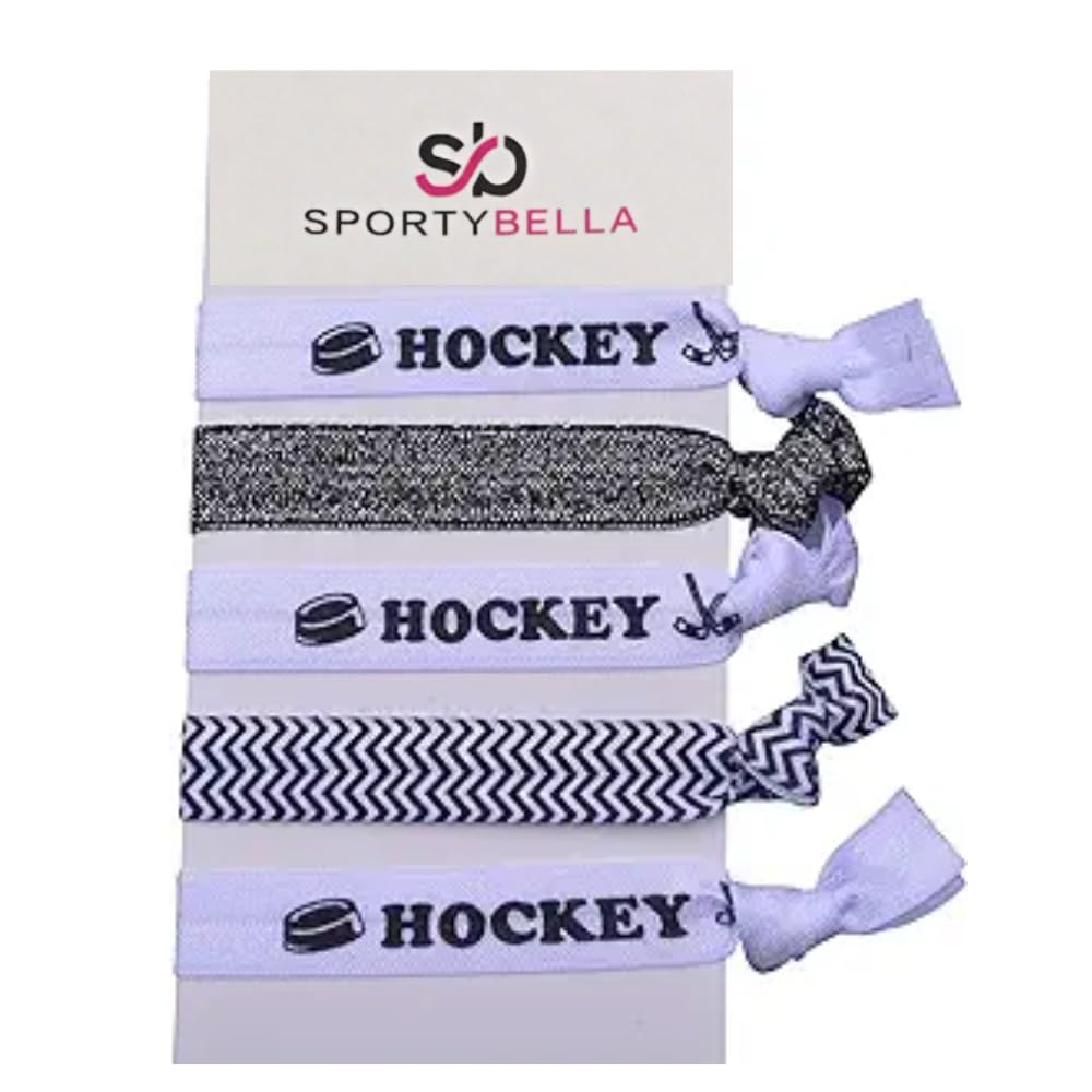 Hockey Hair Accessories, Girls Ice Hockey Hair Ties, No Crease Hockey Hair Elastics Set, Hockey Gift for Girl Hockey Players and