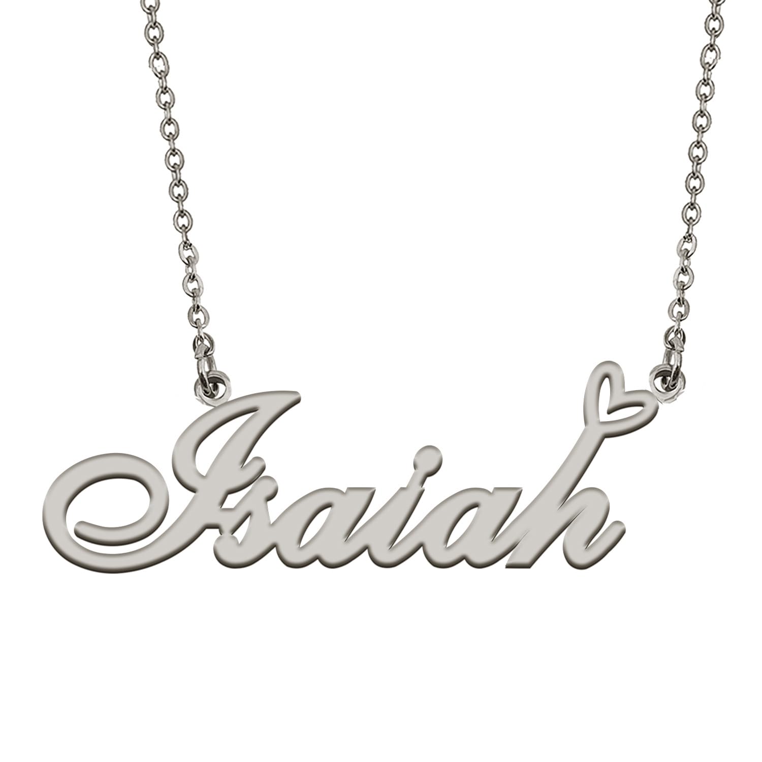 HUAN XUN Silver Pendant Name Necklace Customized Personalized Jewelry Gifts for My Best Friend Isaiah Birthday Gift