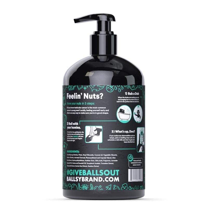 Ballsy Give-A-Sack Charcoal Body Wash For Men - 16 Oz With Pump, Mint & Mandarin - Moisturizing Men'S Bodywash With Coconut Oil