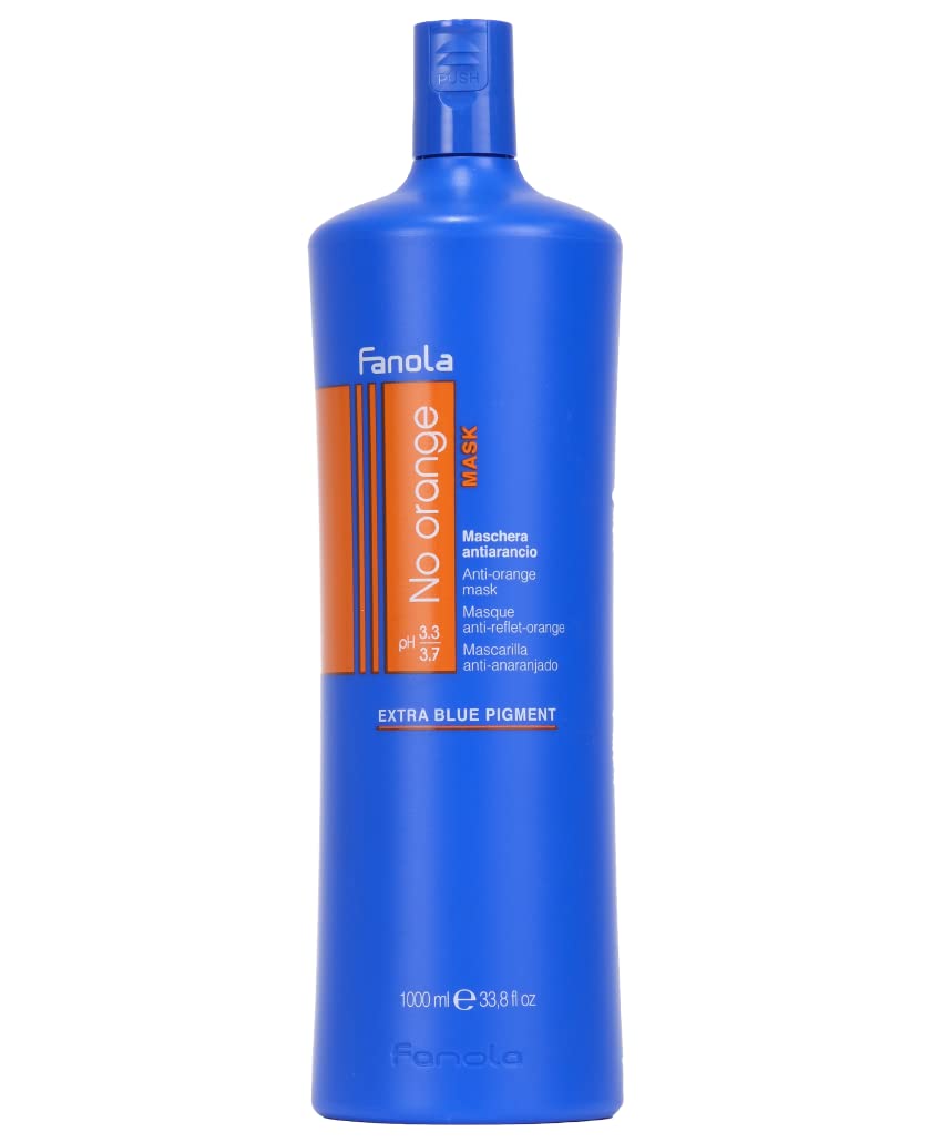 Fanola No Orange Mask - Color Depositing Blue Hair Mask Removes Brassiness On Color Treated Hair With Dark Tones - Conditioning 