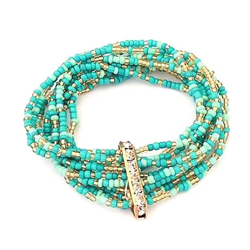 Bohemian Bead Bracelet in Springy Colors, Mint