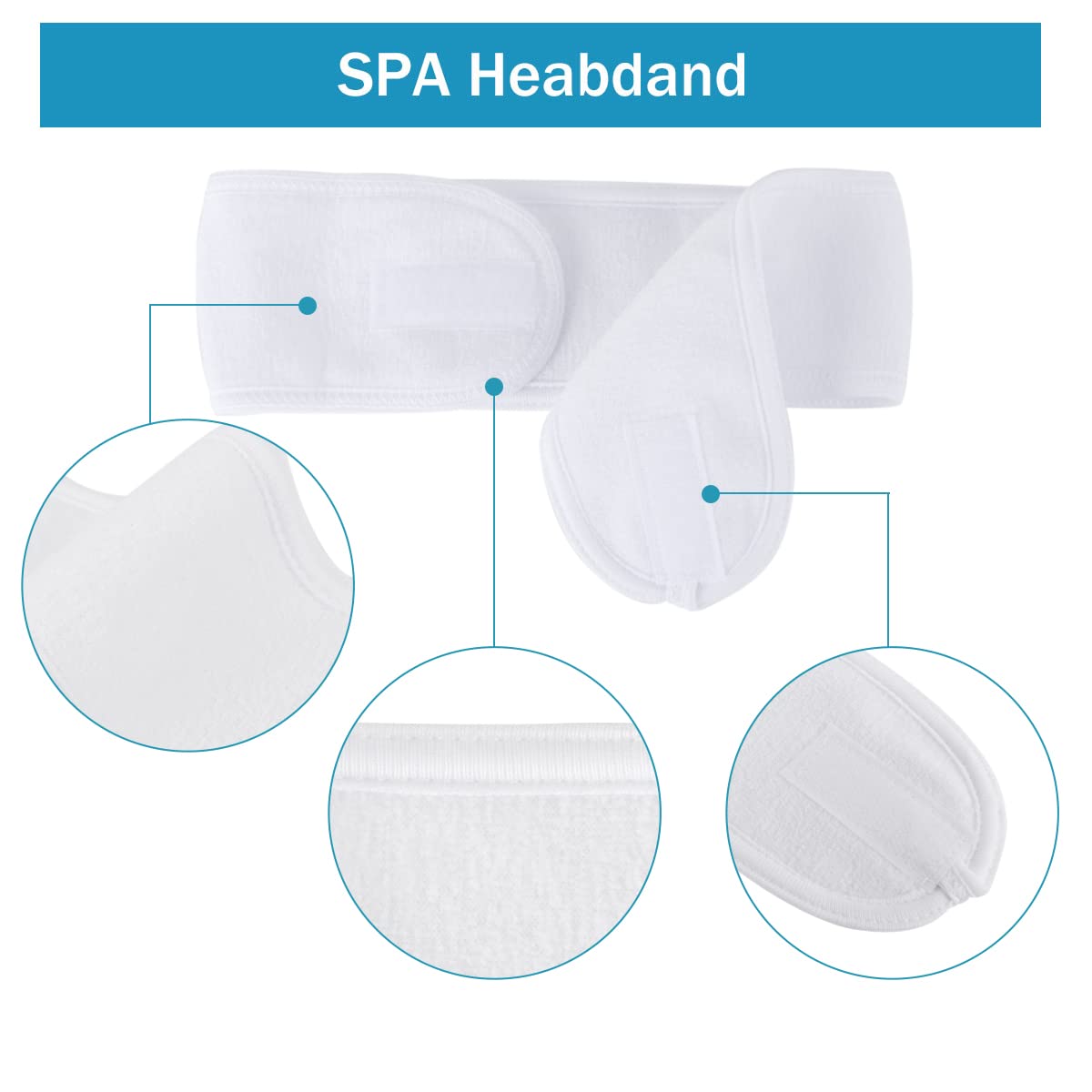 Lades Face Washing Skincare Headband - Terry Cloth Adjustable Face Wash Headbands For Make Up,Spa Faicla Mask