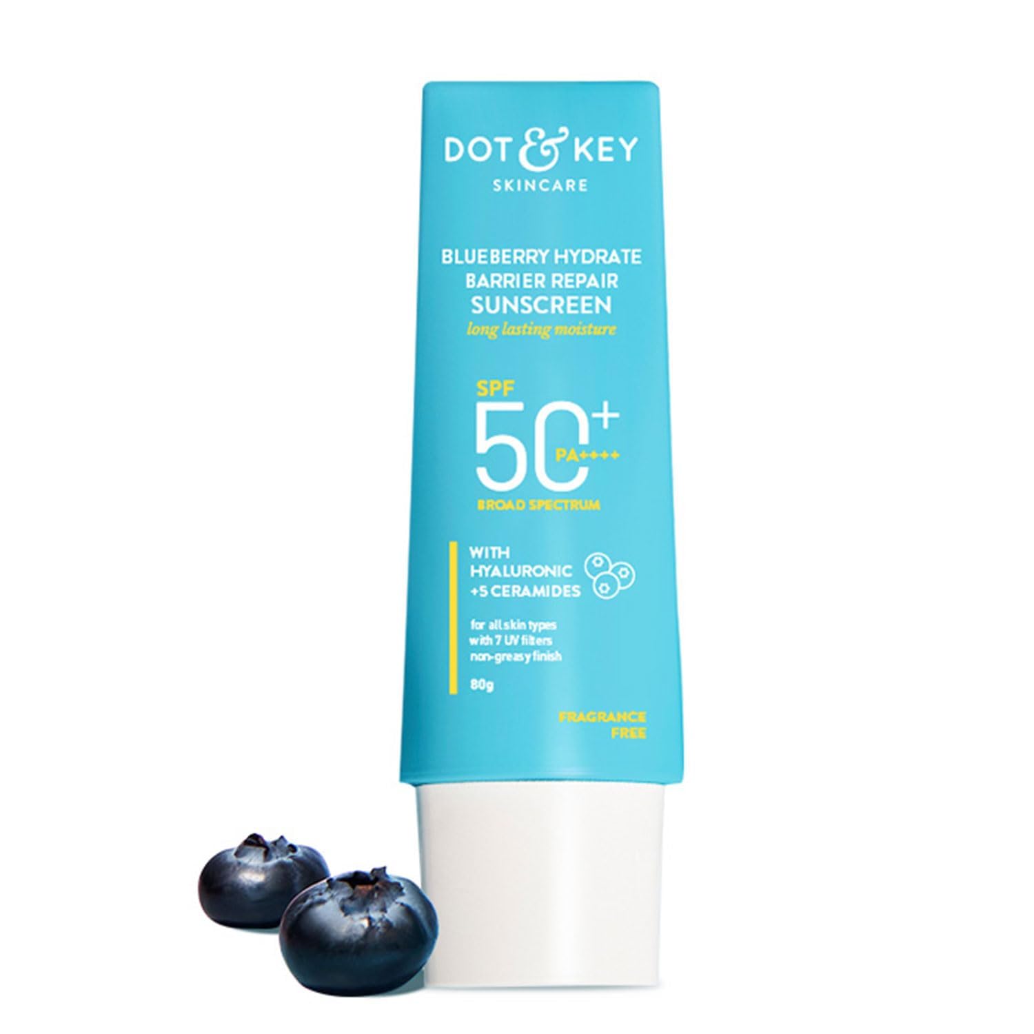 Dot&Keeys Blueberry Hydrate Barrier Repair Sunscreen, SPF 50+ PA++++, 80g