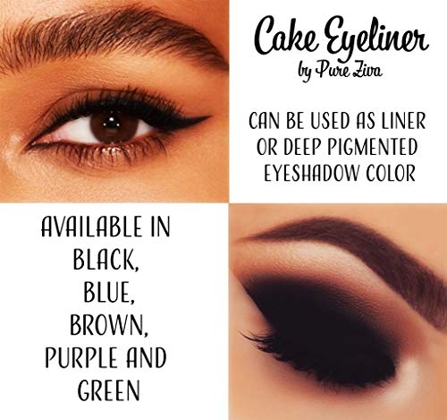 Pure Zivaa Black Matte Cake Eyeliner & Eyeshadow, Water Activated Pressed Powder Gluten & Cruelty Free