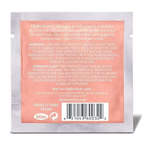 Bliss Rose Gold Rescue Daily Peel - 15 Ct | Vegan & Paraben-Free | 8% Pha + Aha Blend For Sensitive Skin | Targets Dull Skin, Wr