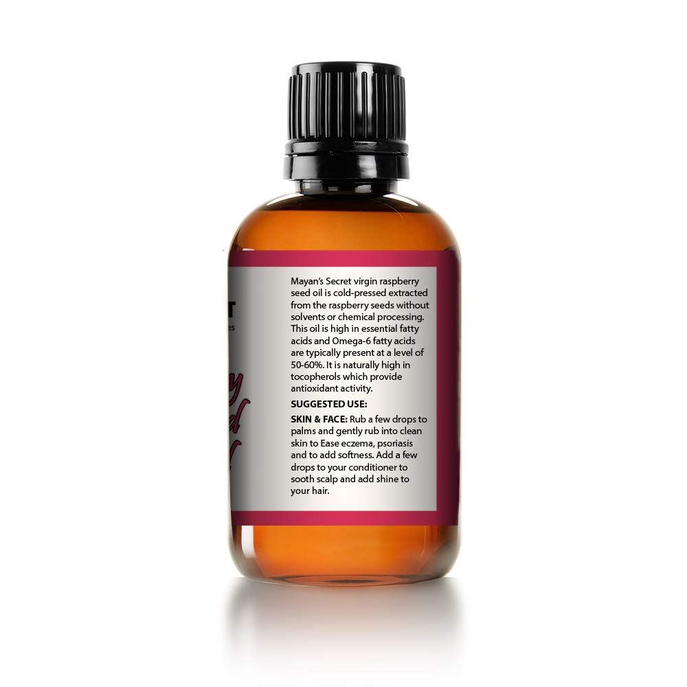 Mayan's Secret Red Raspberry Seed Oil Cold Pressed Unrefined (Virgin) Undiluted 100% Natural for face, hands,scars and breakouts