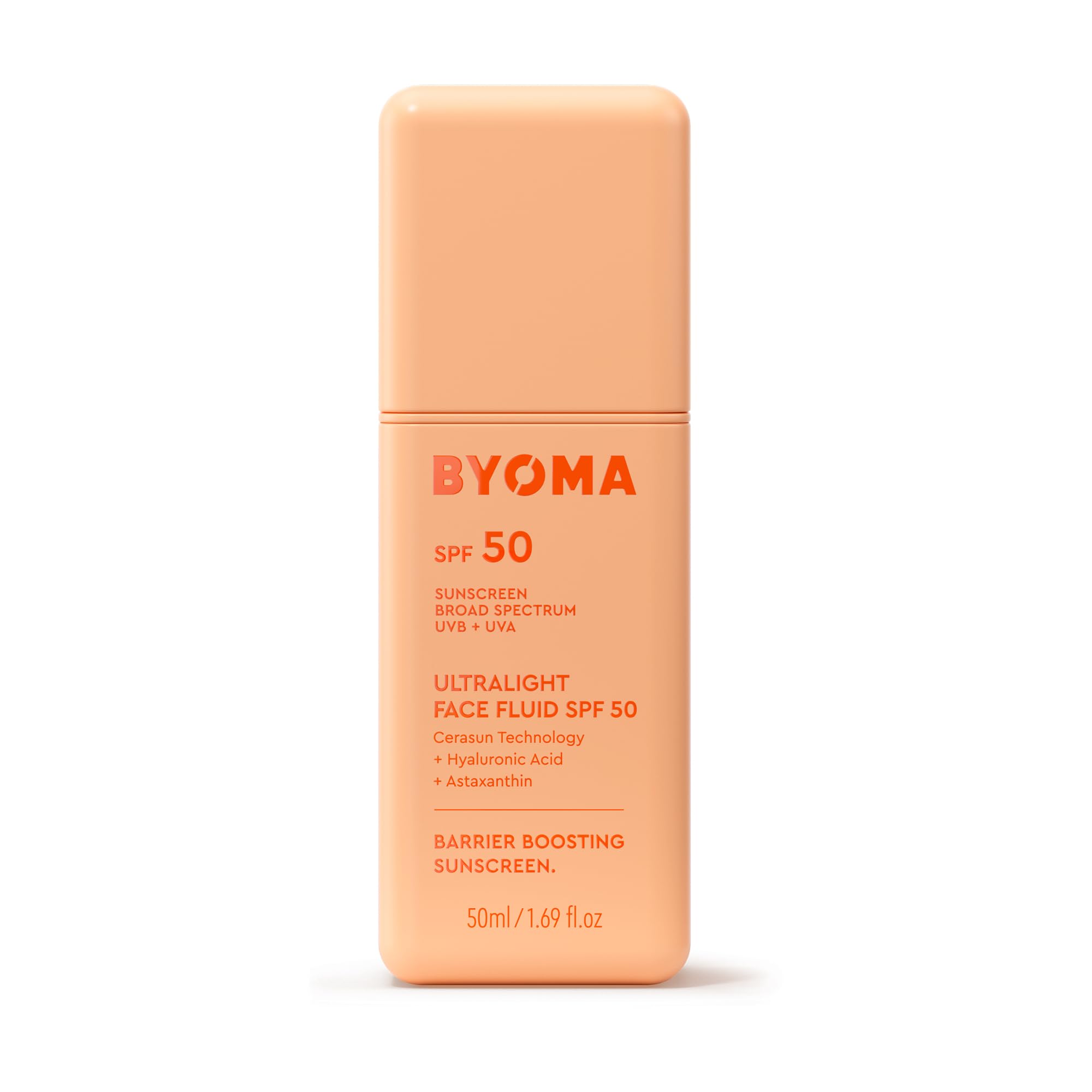 BYOMA SPF 50 Face Fluid - Ultra-Lightweight Facial Sunscreen for All Skin Tones - Luminous Glow, No White Cast - SPF Moisturizer