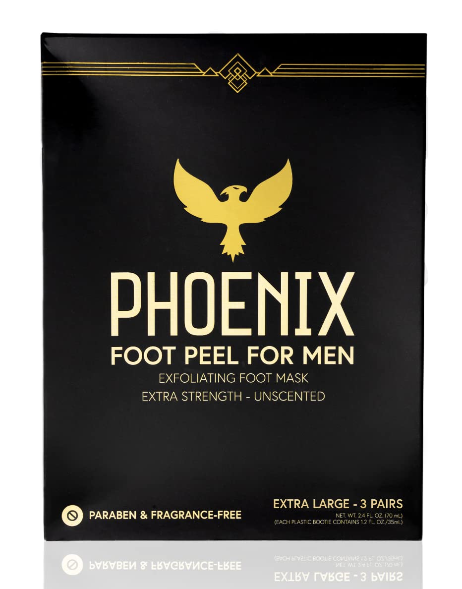 (Pack of 3) Phoenix Foot Peel for Men - Extra Large - Extra Strength - Exfoliating Dry Feet Treatment - Callus Remover - Unscent