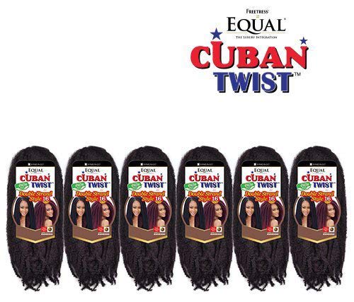 Freetress Equal Synthetic Hair Braids Double Strand Style Cuban Twist Braid 16'' (6-Pack, 2)