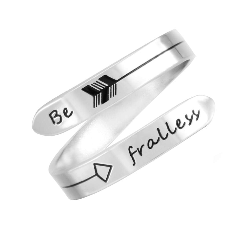 Vrycot Adjustable Be fralles ring Stainless Steel Silver Inspirational Opening Stacking Cute Band