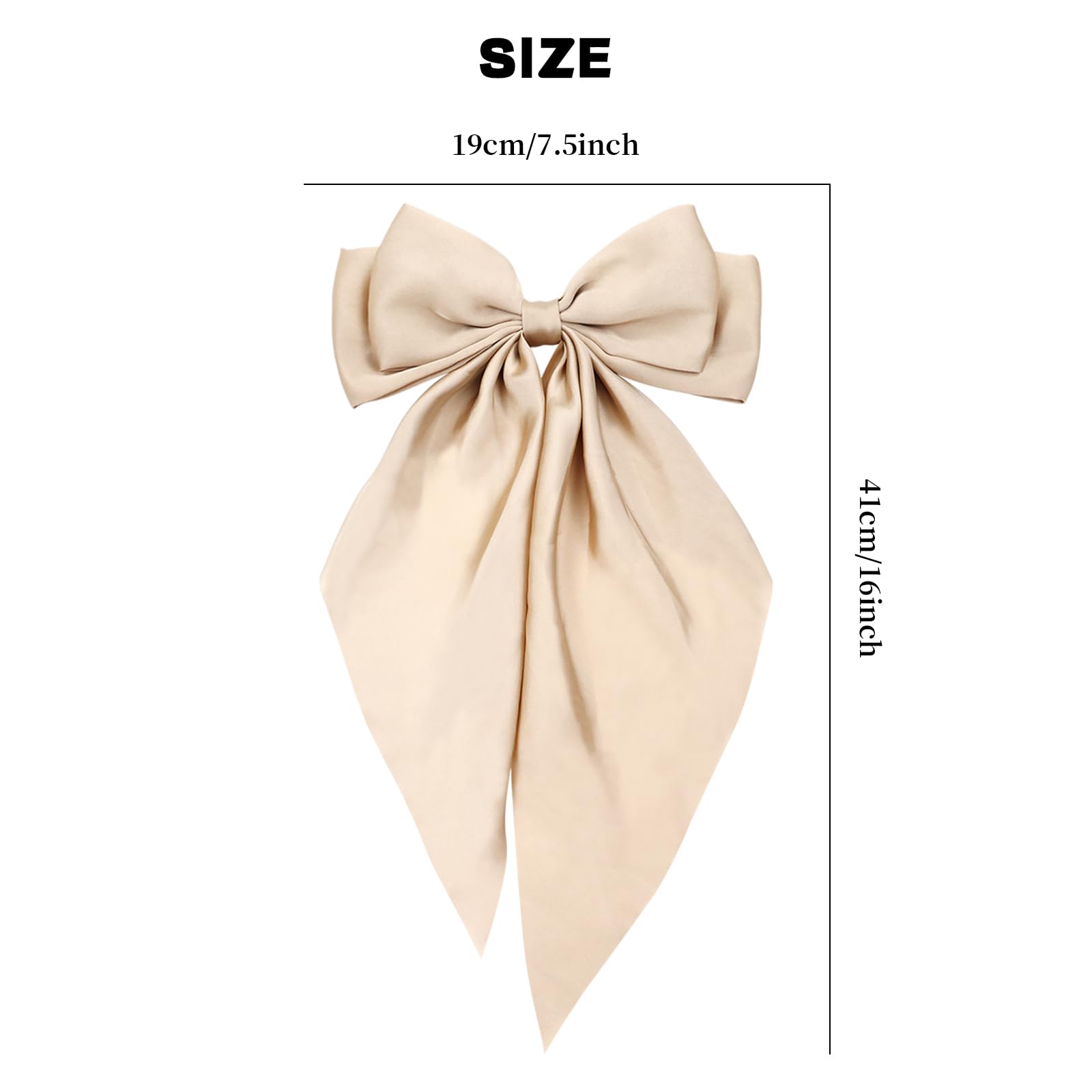 Cinaci 4 Pieces Large Big Oversized Satin Chiffon Hair Bows With Long Tail French Barrettes Hair Clips Accessories For Women Gir