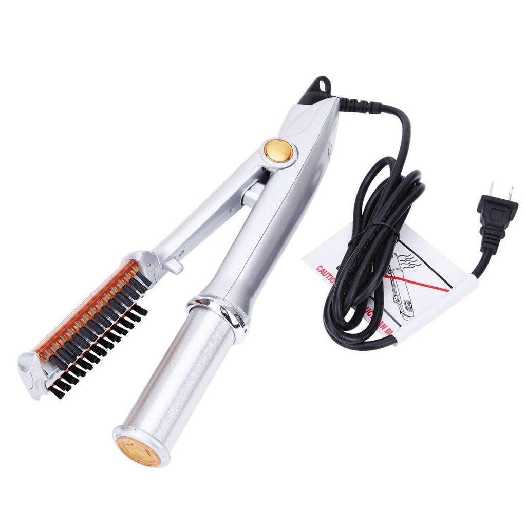 TEOYETTSF Professional Hair Straightening Iron Curling Straightener&Curler Styler 2 in 1 Multi Styling Tool Flat with Brush