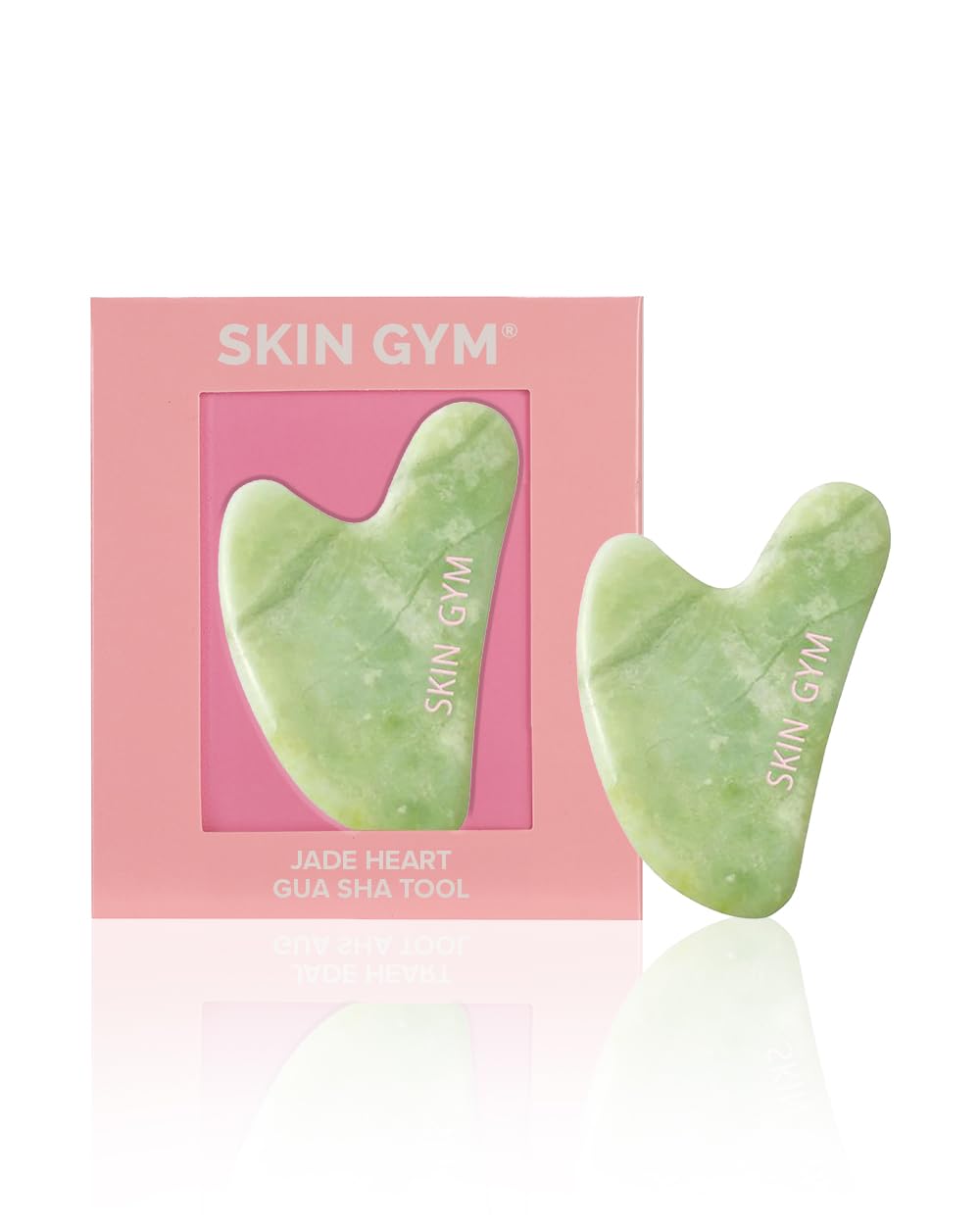 SKIN GYM Sculpty Heart Jade Gua Sha Face Sculpting Tool & Face Massage Tool, Anti-Aging Guasha Tool for Face Under Eye Bags, Puf