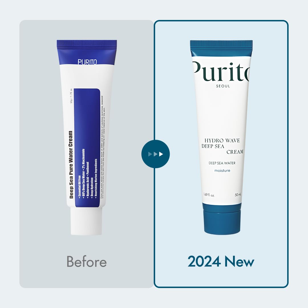 Purito Deep Sea Cream, Hydration, Lightweight, For All Skin Types, Daily Face Moisturizer, Vegan & Cruelty-Free, Korean Skin Car