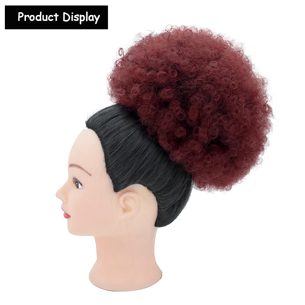 Yinmei Baibian Large Afro Puff Drawstring Ponytail Kinky Curly High Puff Ponytails Bun Hairpiece Synthetic Kanekalon African Ame
