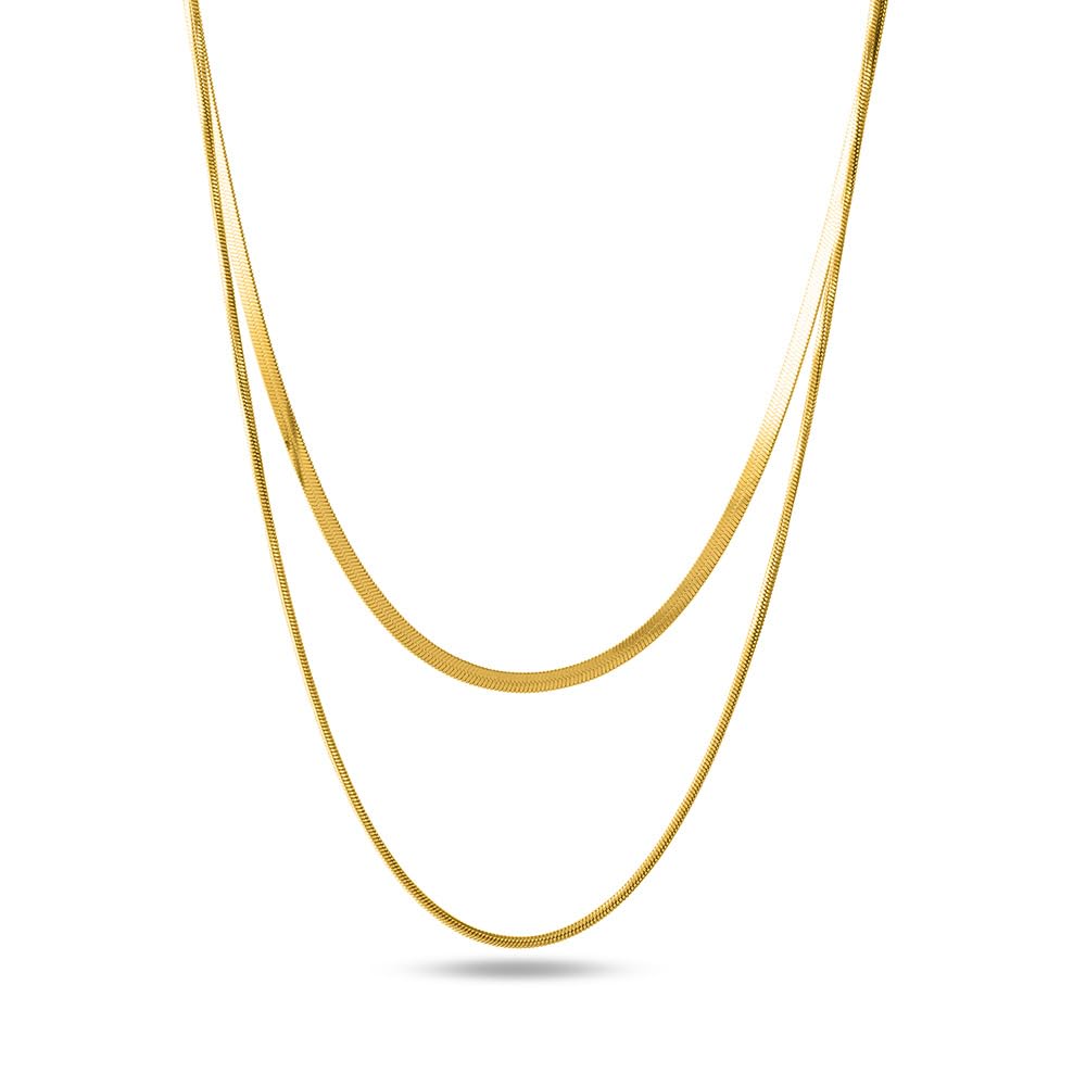 Palmonas Plain Chain Two Layer Necklace For Women  18K Gold Plated Necklace, WomenS Jewellery | Gift For Girls & Women