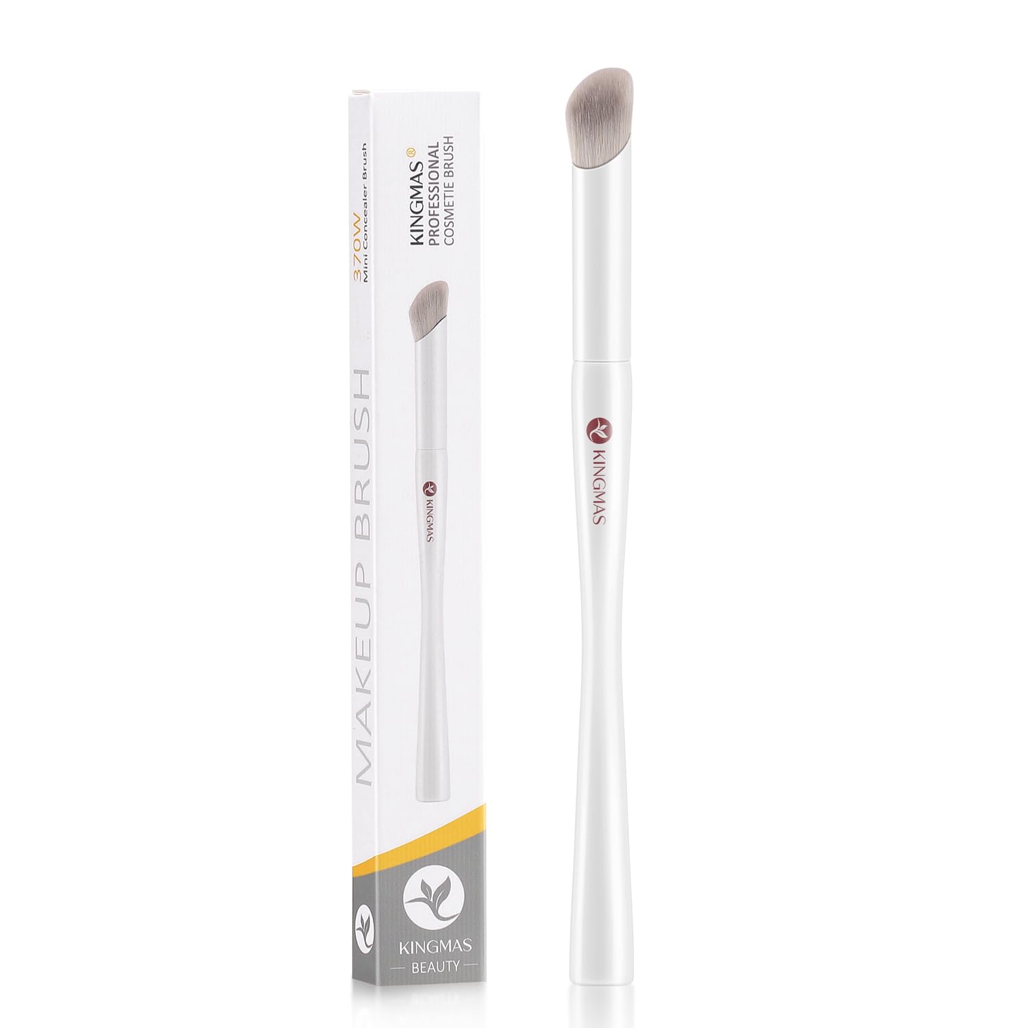 Kingmas Angled Mini Concealer Brush, Kabuki Makeup Brush Under Eye Contour Brush For Liquid, Blending, Cream, Powder, Blush Buff