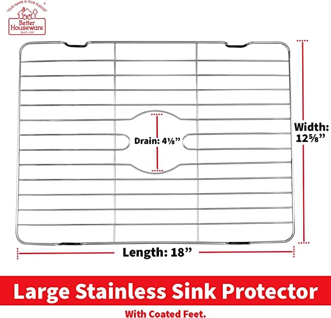 Better Houseware 14878 Large Sink Protector Grid, Stainless Steel (2 Pack)