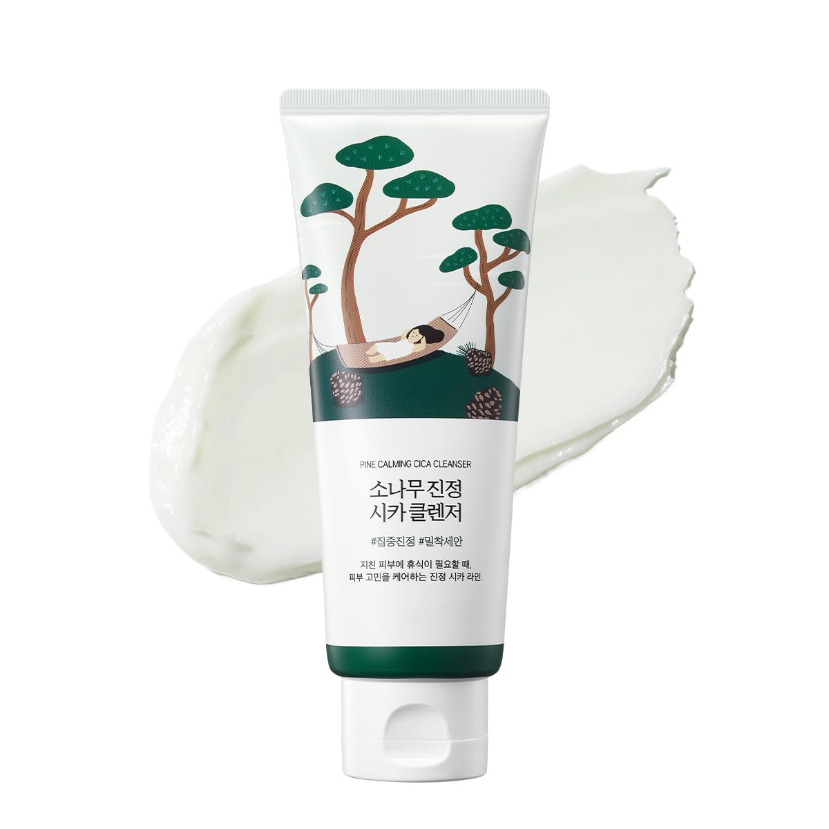ROUND LAB Pine Calming Cica Cleanser 5.07 Fl Oz - Acne Face Wash with Salicylic Acid, BHA & LHA for Sensitive Skin, Soothing Cic
