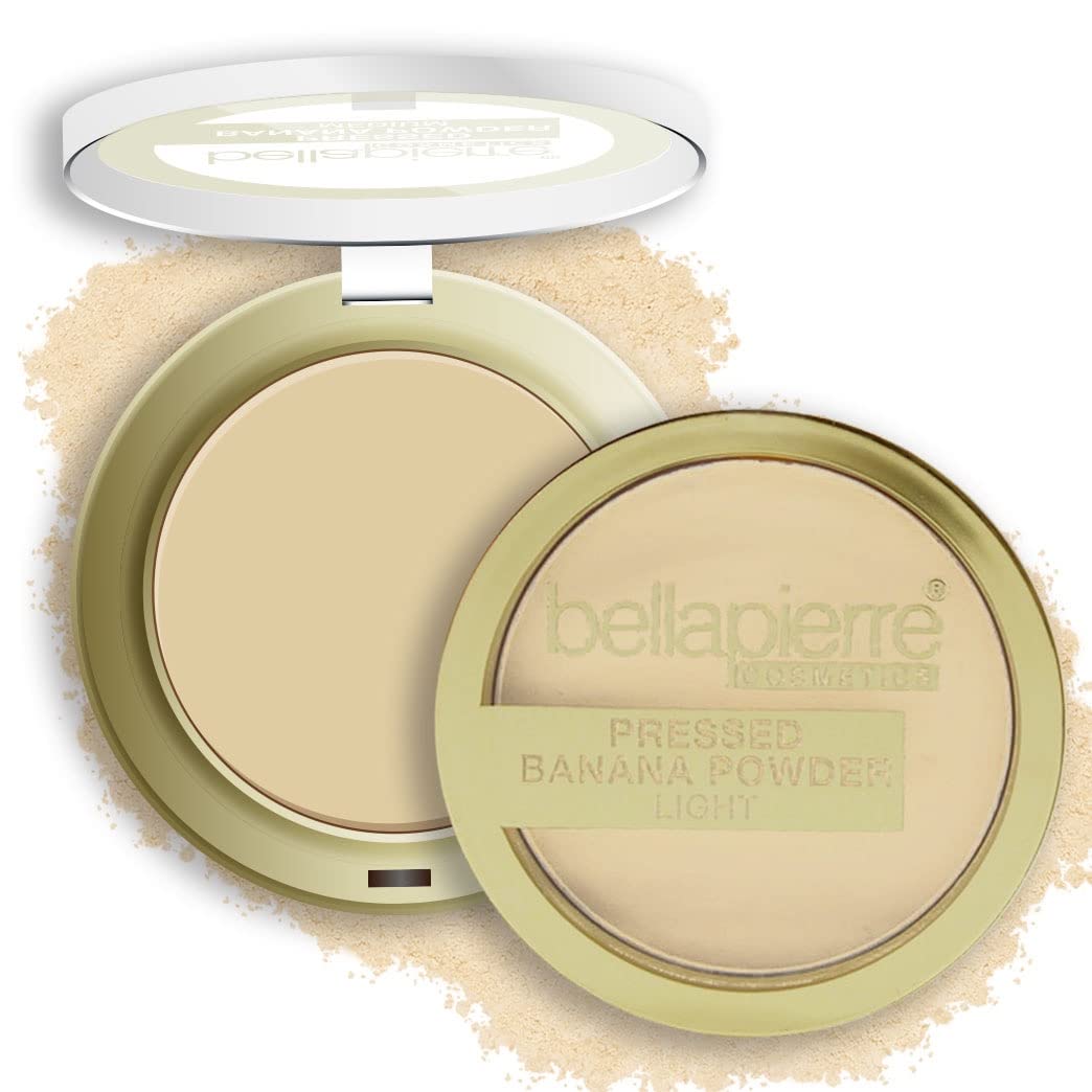 Bellapierre Pressed Banana Setting Powder | Lightweight Color Corrector | Eliminates Dark Under Eye Circles & Redness | Talc-Fre
