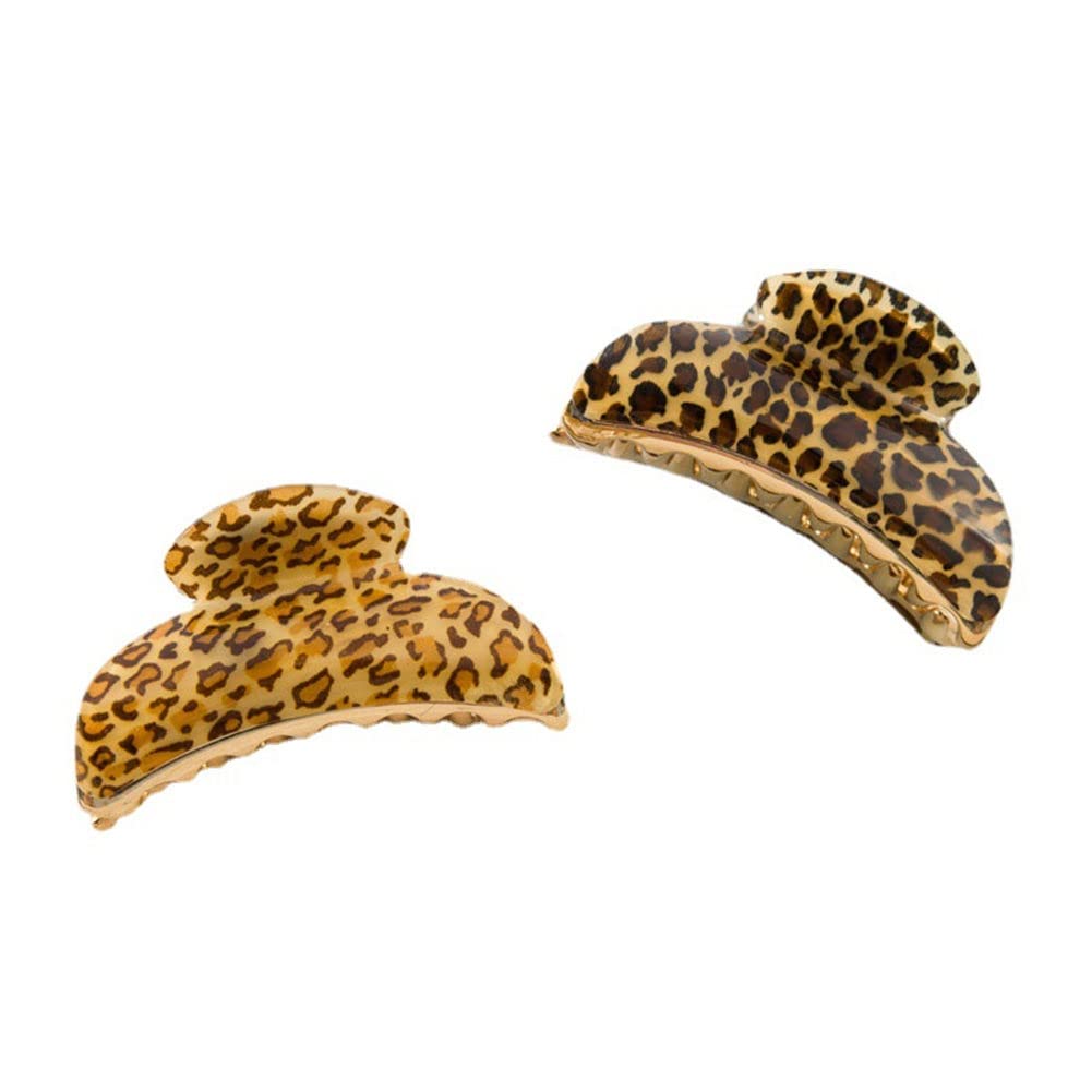 Lovef Plastic Black Brown Leopard Pattern Hair Clip Claw Clamp For Women-4 Pcs