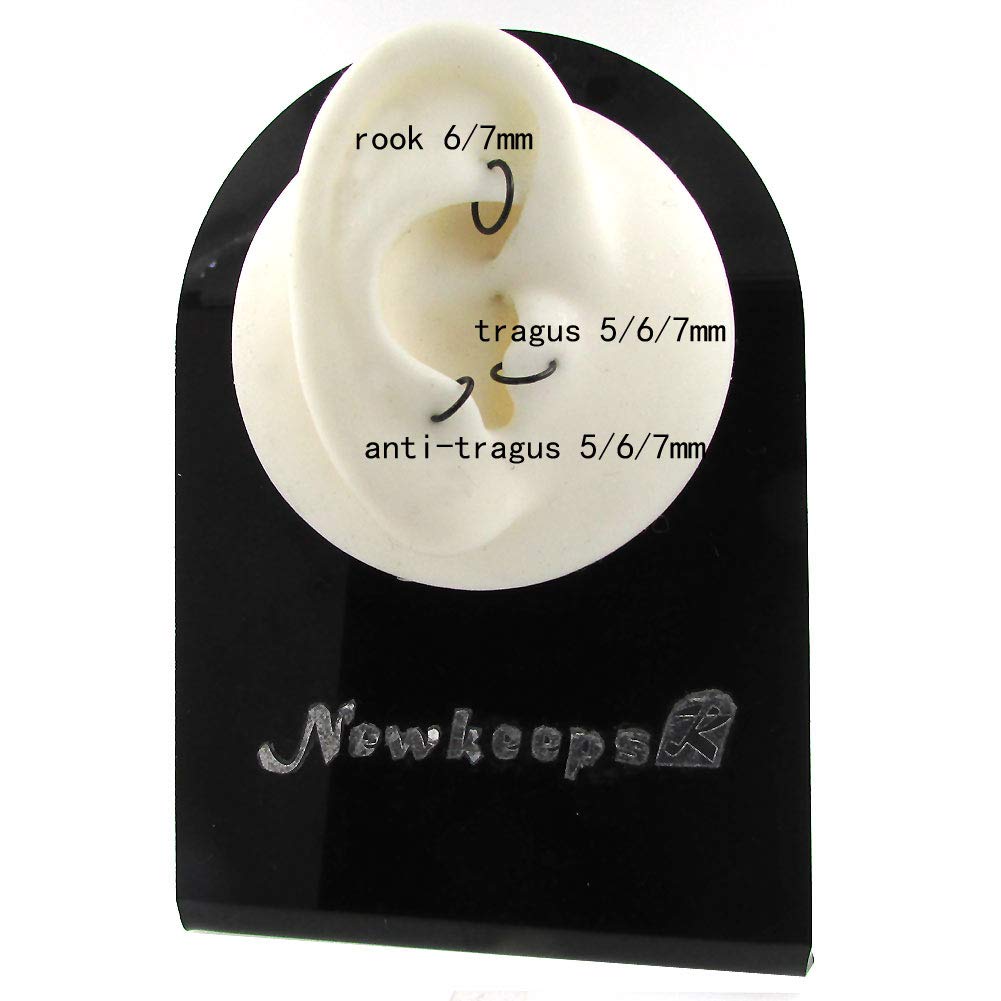 NewkeepsR 3PCS-0.8mm Black Anodised Hinged Clicker Nose Hoop Rings, 20 Gauge 316L Steel Seamless Segment Sleeper Earrings Pierci