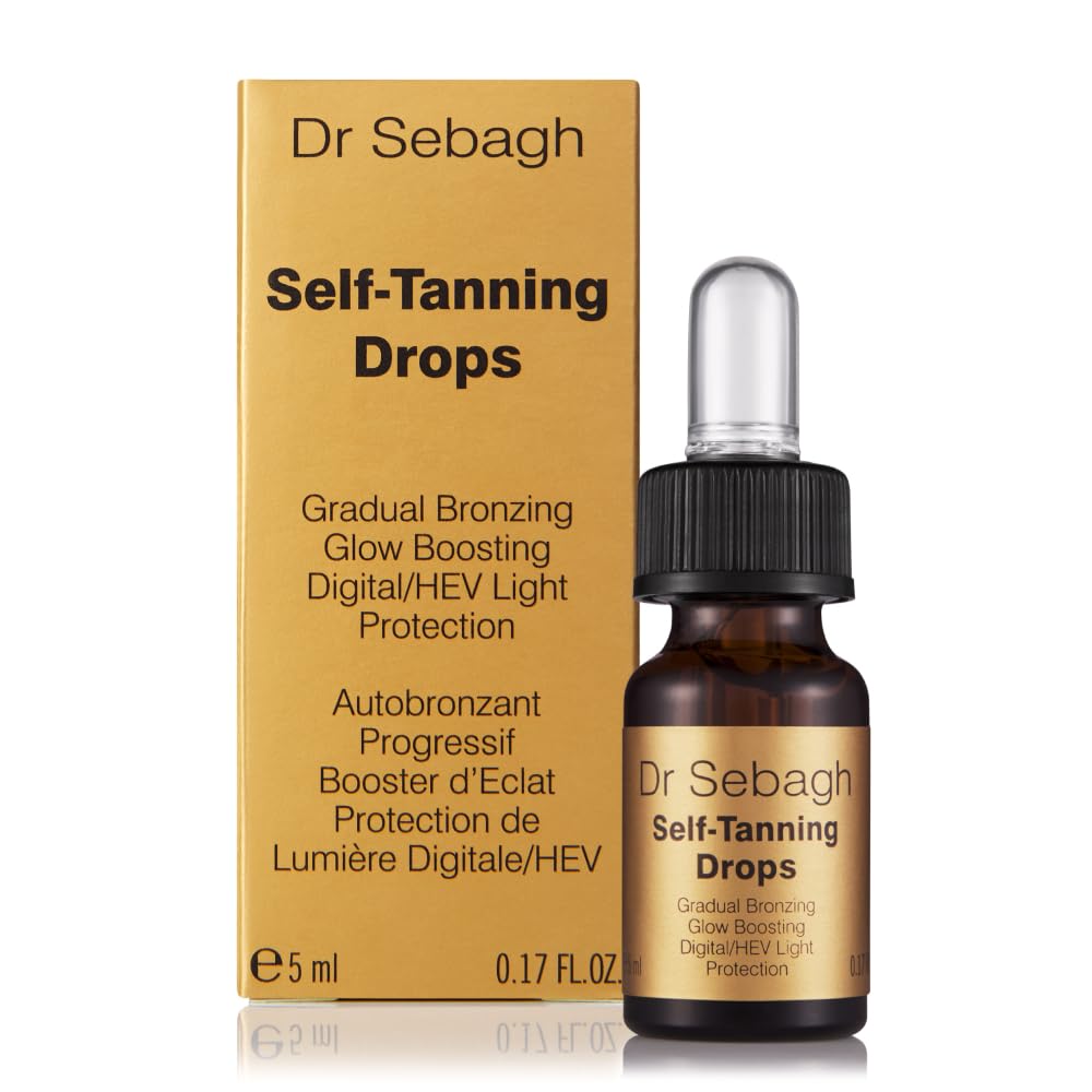 Dr Sebagh Self-Tanning Drops - Radiant Sun-Free Glow, HEV Light Protection, Moisturizer or Serum Additive, Natural Golden Tan, S