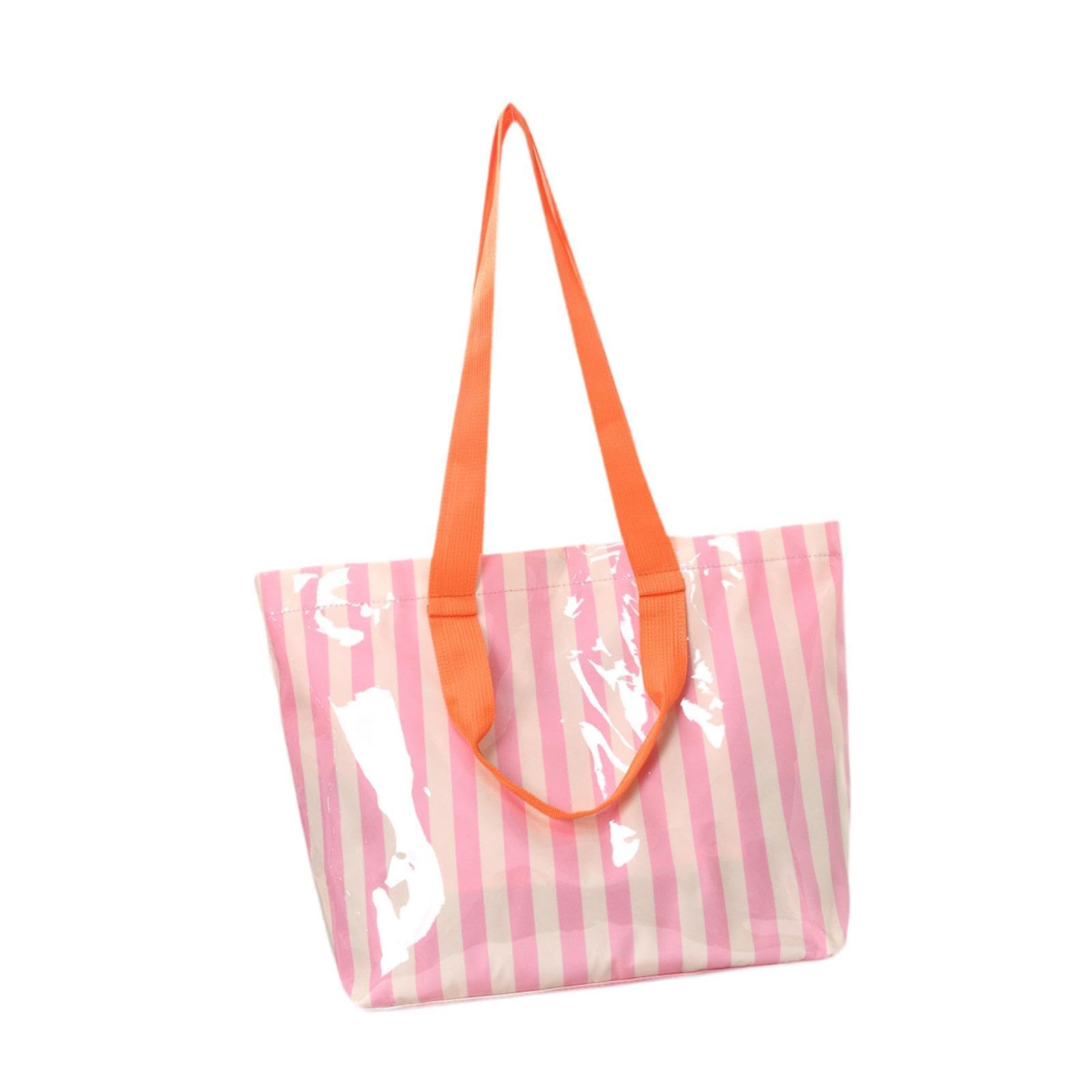 Enakshi (Label) Pexorva Beach Tote Bag Large Capacity Casual Weekend Bag For Errands Shopping Picnic Beige Pink|Clothing Shoes &