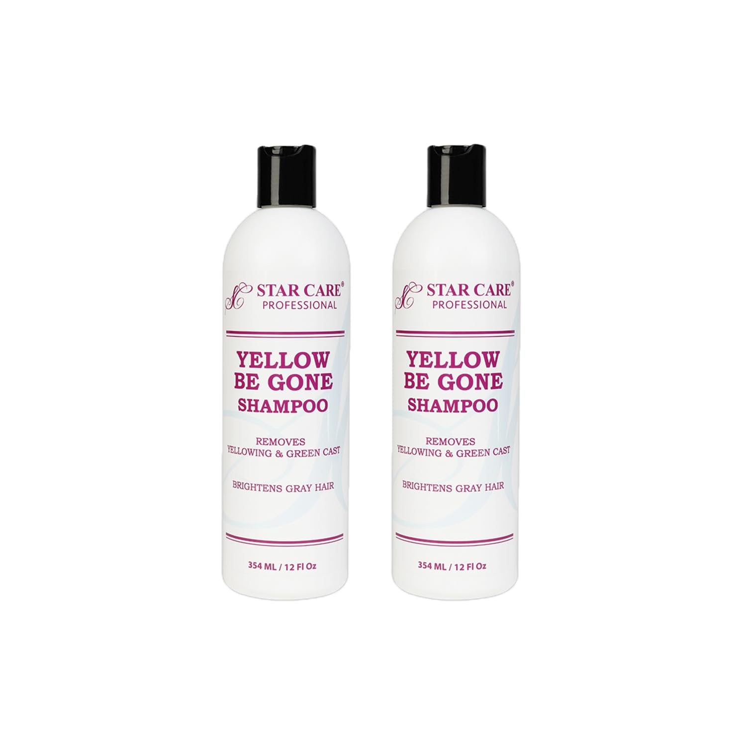 STAR CARE Yellow Be Gone Shampoo 12oz/354ml (2 Pack) Clarifying Brassiness Neutralizer for Bleached, Blonde, Gray & Highlighted 
