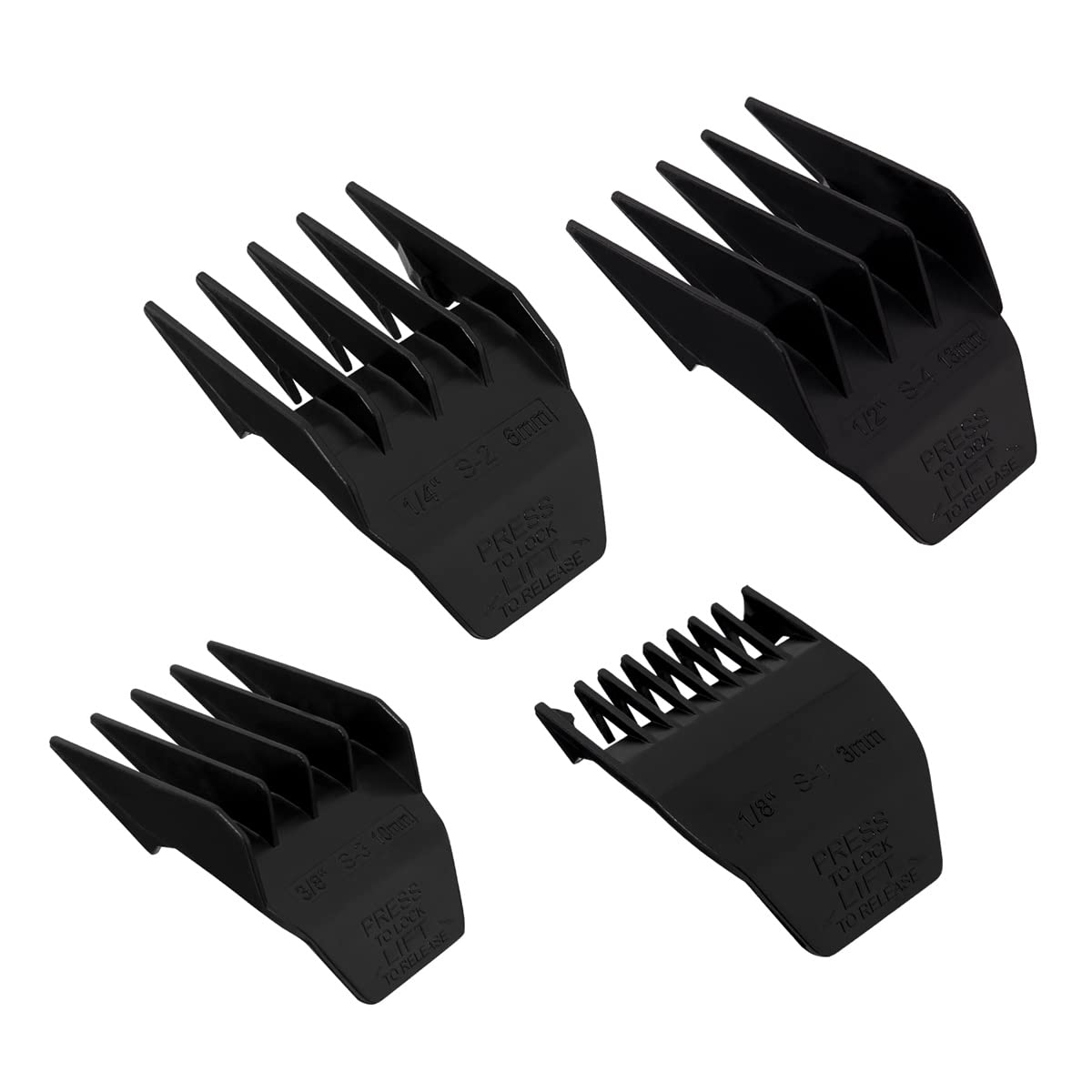 Professional Peanut Clipper Guards for Wahl Peanut - From 1/8 Inch to 1/2 Inch, Fits for Wahl Peanut, Black-4PCS