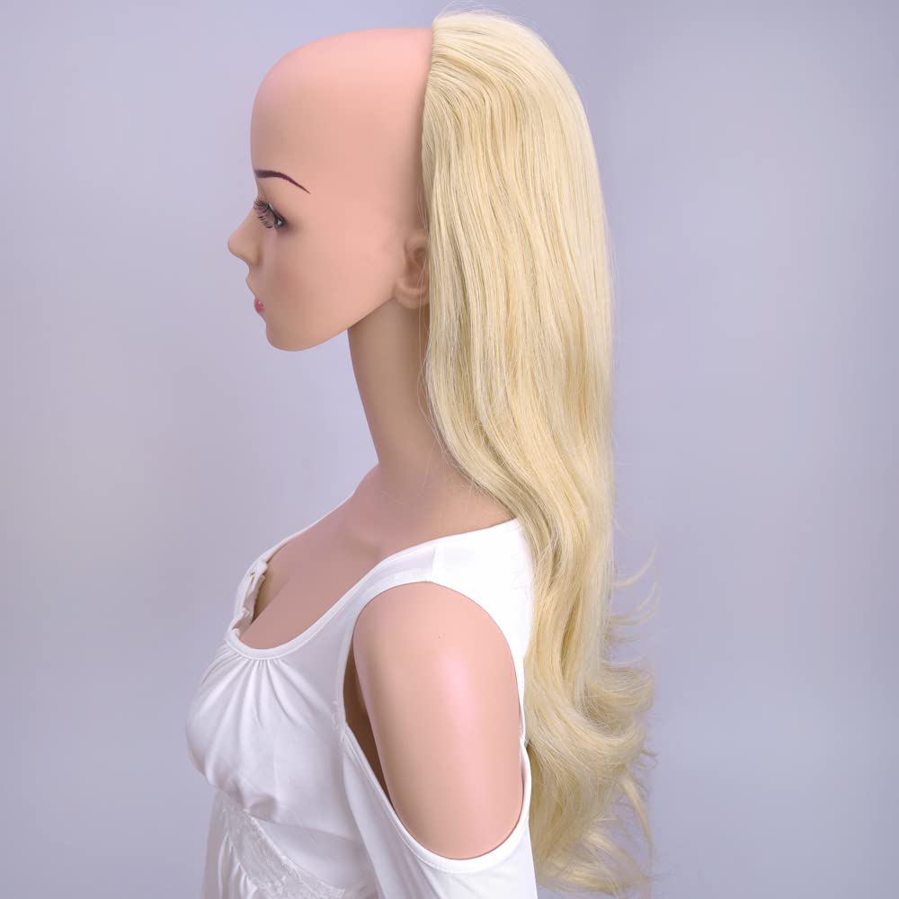 24 Inch Blond Wavy 3/4 Half Wig Long Lightest Synthetic Hair Extensions Capless Wigs Hair Clips Extension For Women 210G(24 #4)