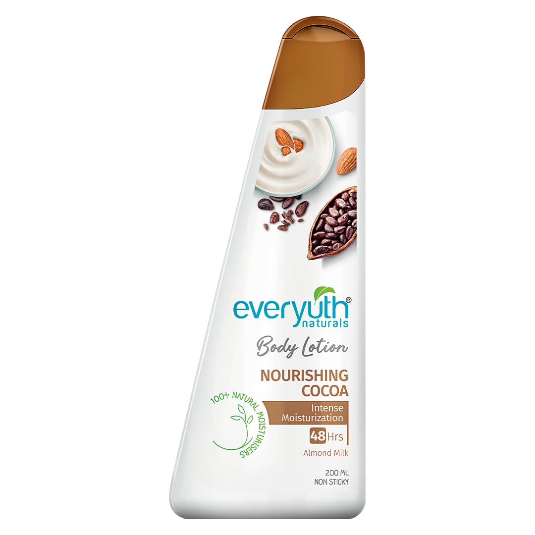 Everyuth Naturals Nourishing Cocoa Body Lotion 200Ml For Men & Women | 48Hr Hydration | Deep Moisture Care For Dry Skin | Enrich