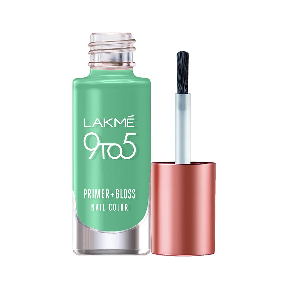 Lakm 9To5 Primer + Glossy Finish Nail Colour|| Mint Twist|| 6 Ml