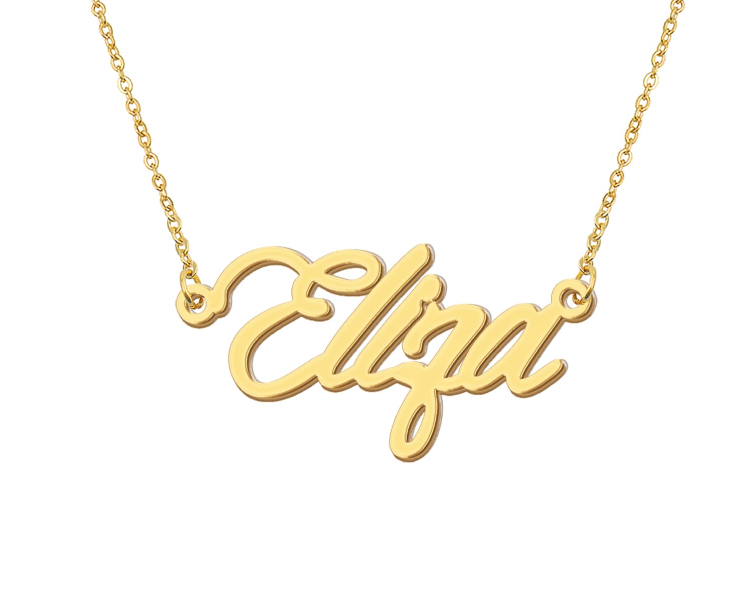 Aoloshow 18k Gold Plated Eliza Name Necklace Womens Nameplate Necklaces Stainless Steel Valentines Day Jewelry for Wife