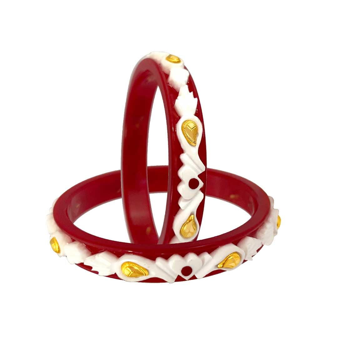 P.C. Chandra Jewellers 22KT (916) Yellow Gold Synthetic Sankha Pola Bangles for Women  2 Piece Set, Size 9