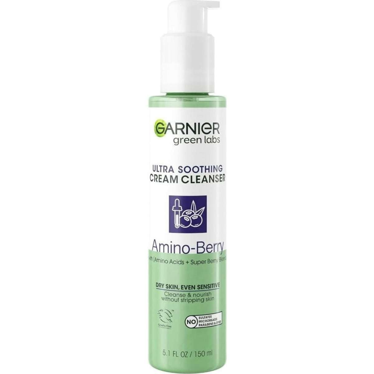 Garnier Green Labs AminoBerry Soft Gentle Facial Cream Cleanser Hydrates and Soothes Skin, 5.07 fl oz